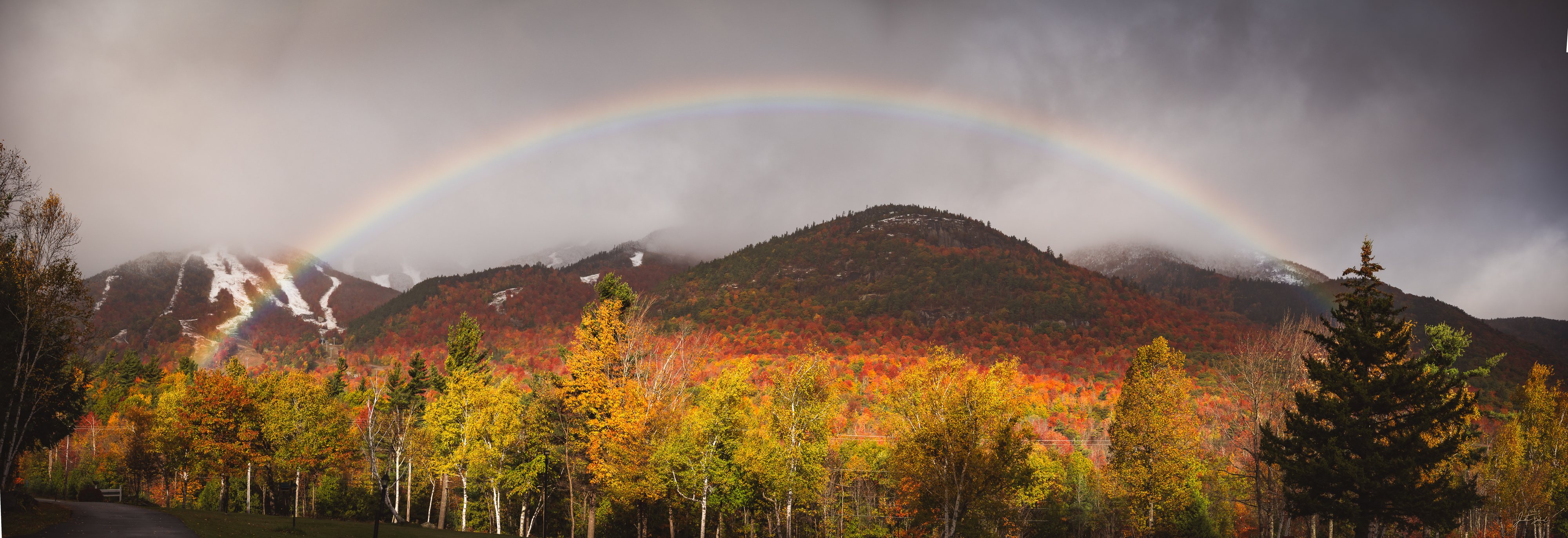 Rainbow over Snow and Foliage from Whiteface