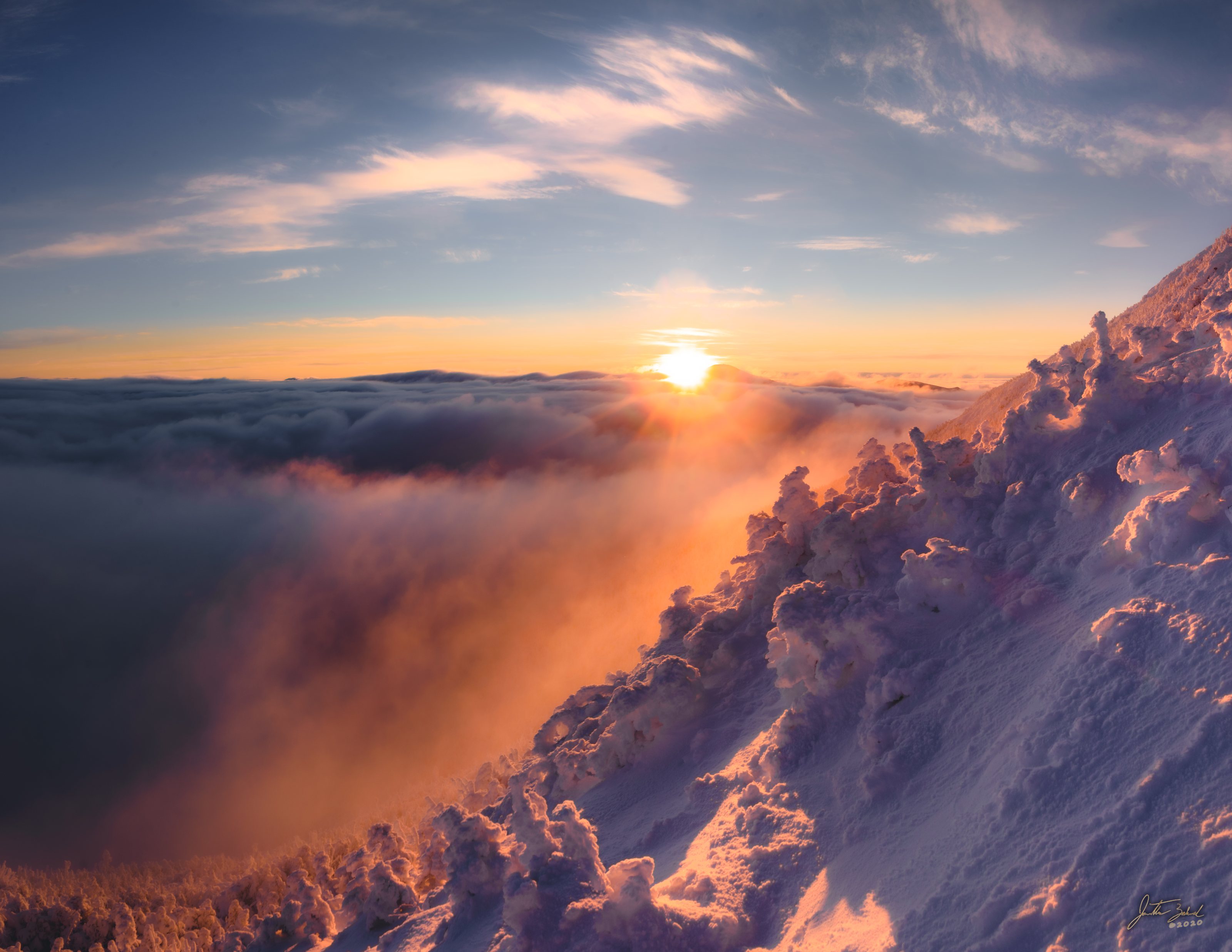 Algonquin Sunrise Above the Winter Clouds