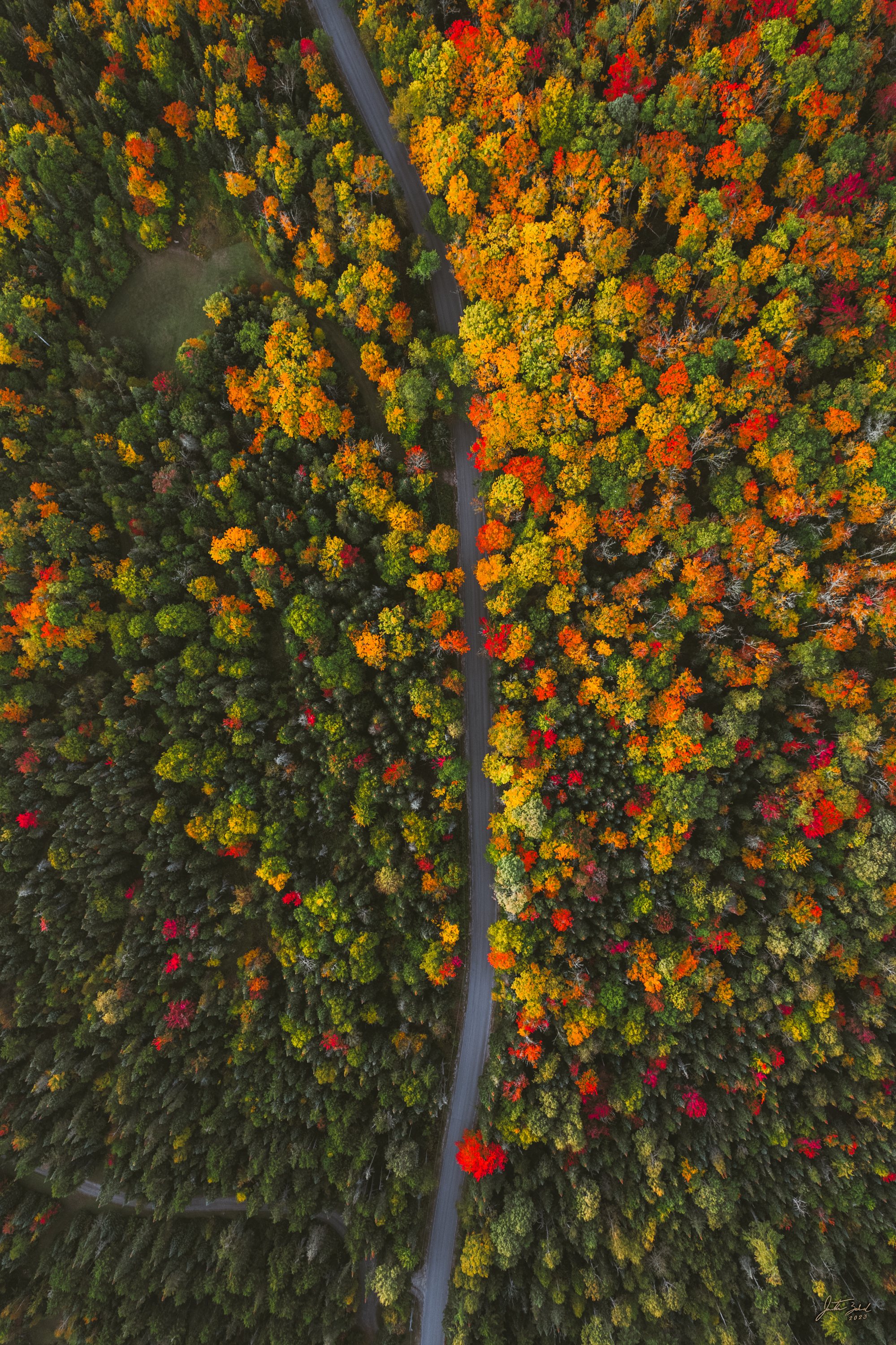 Autumn Aerial over Adirondack Loj Road