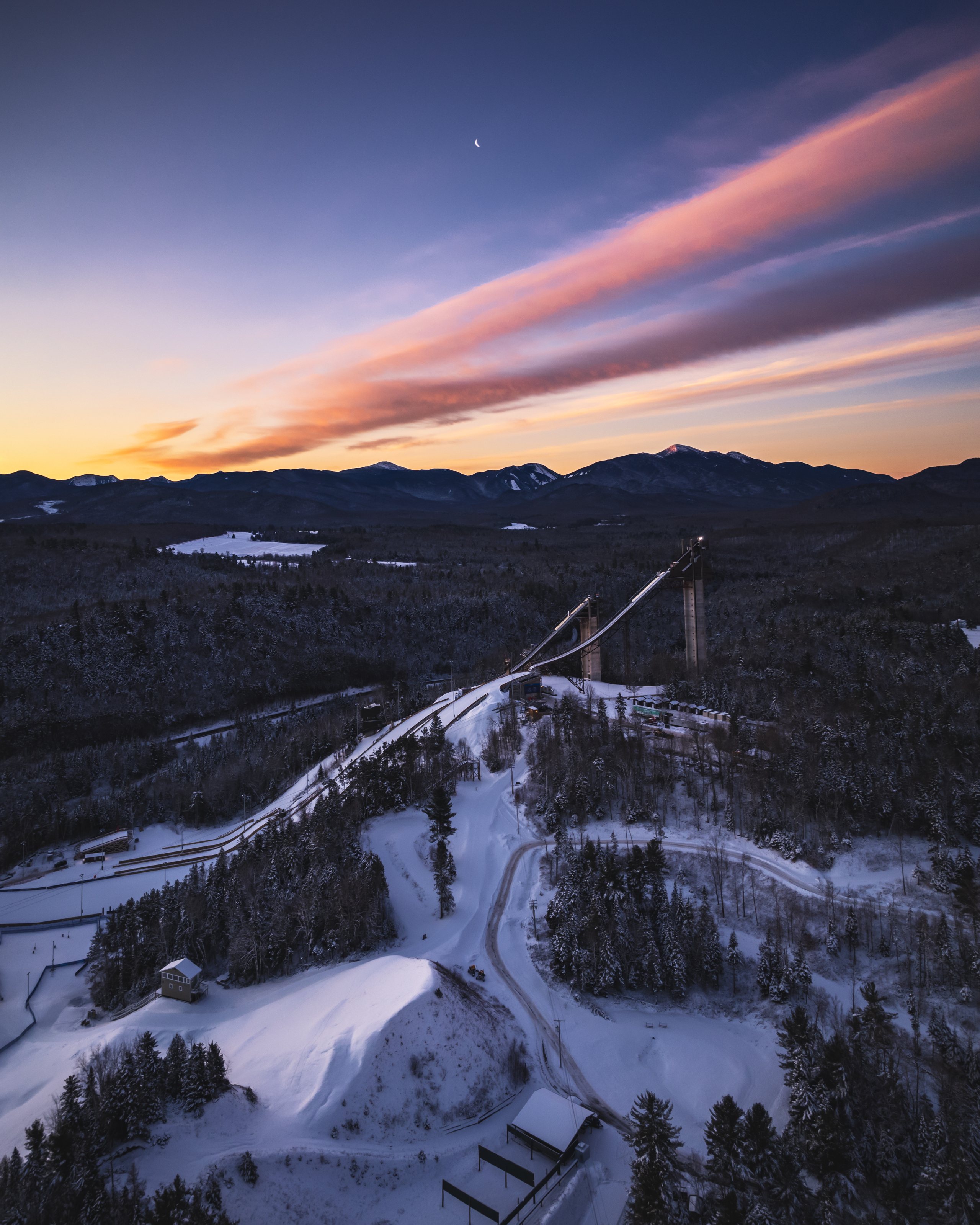 Lake Placid Ski Jumps and Moonrise