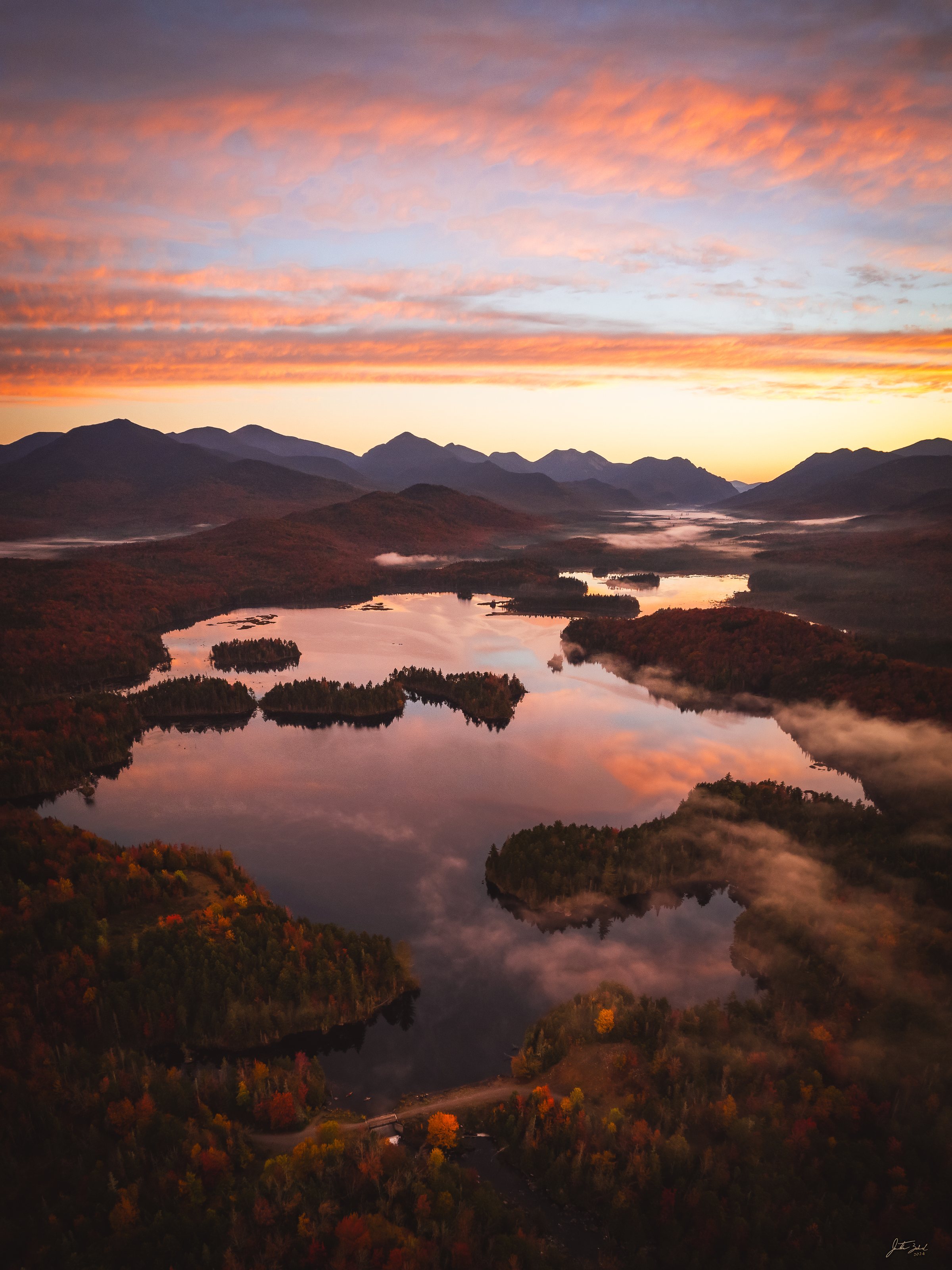 Aerial Sunrise Above Boreas Ponds