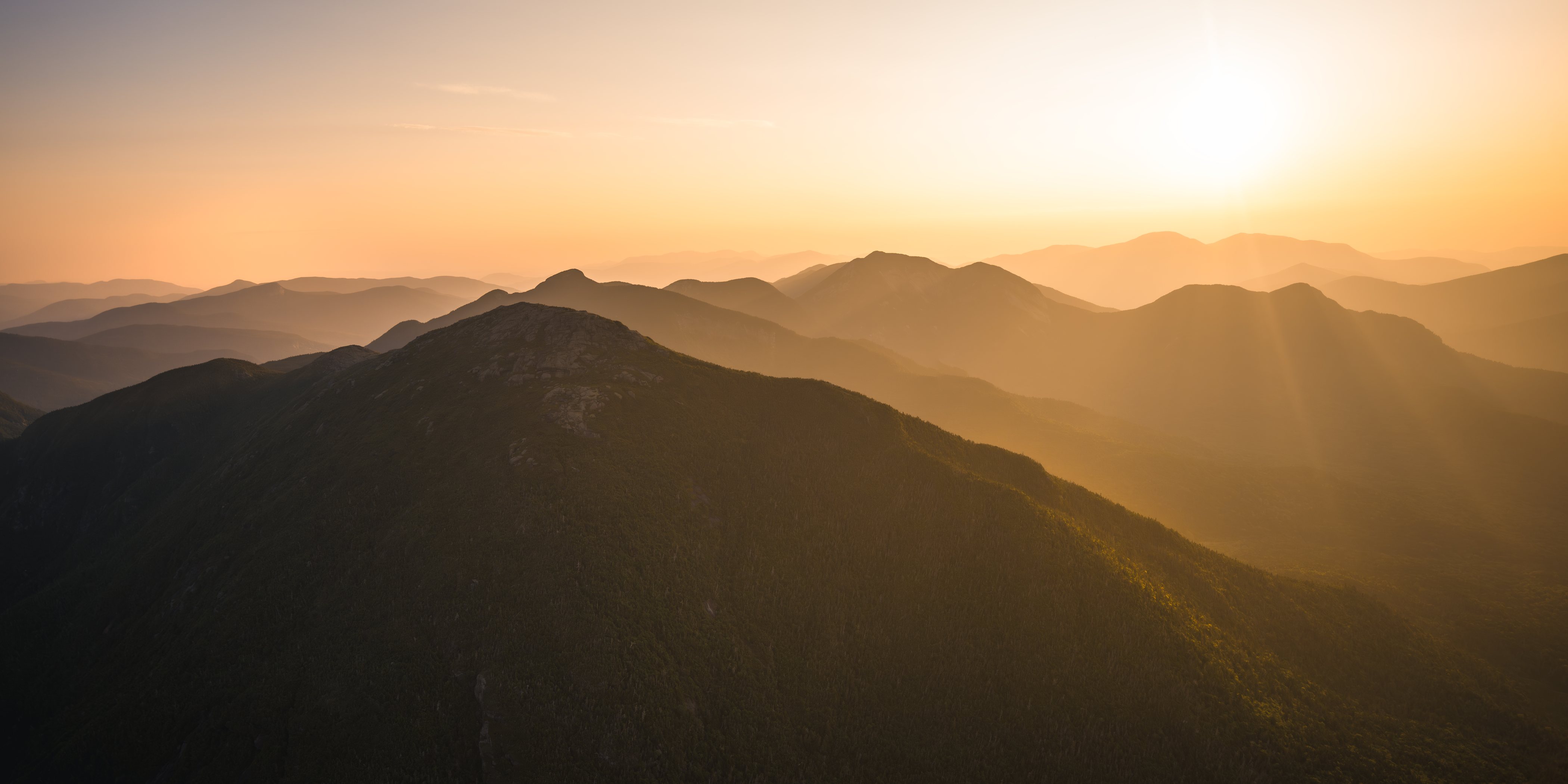 Wide Aerial Sunrise Over the Great Range