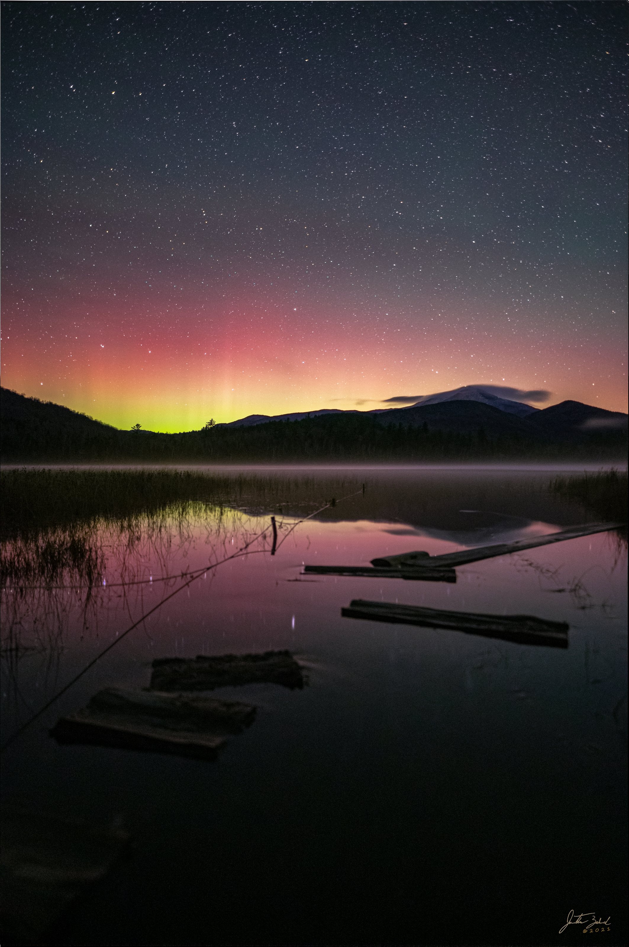 Northern Lights over Connery Pond and Whiteface