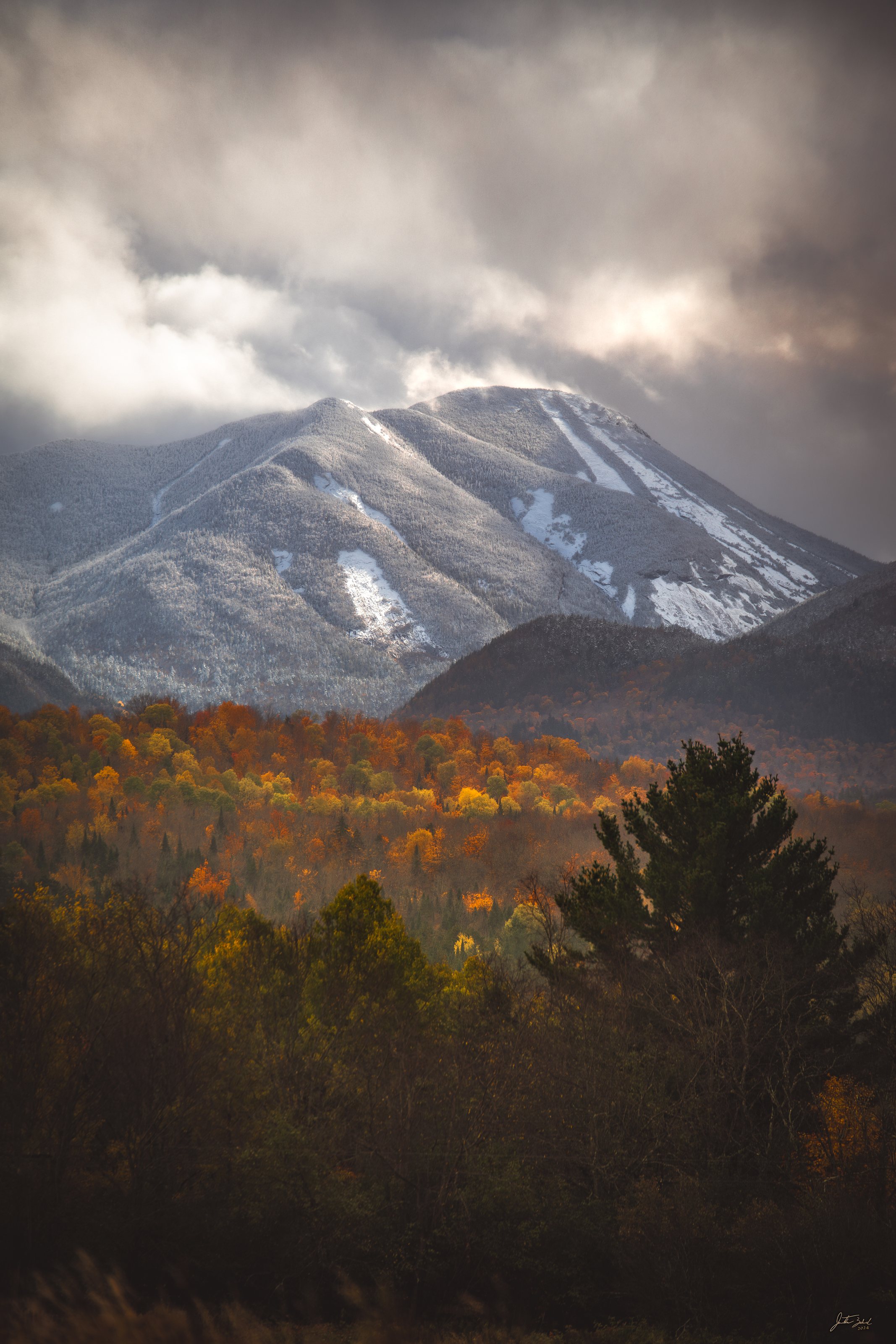 Snow and Foliage on Mount Colden