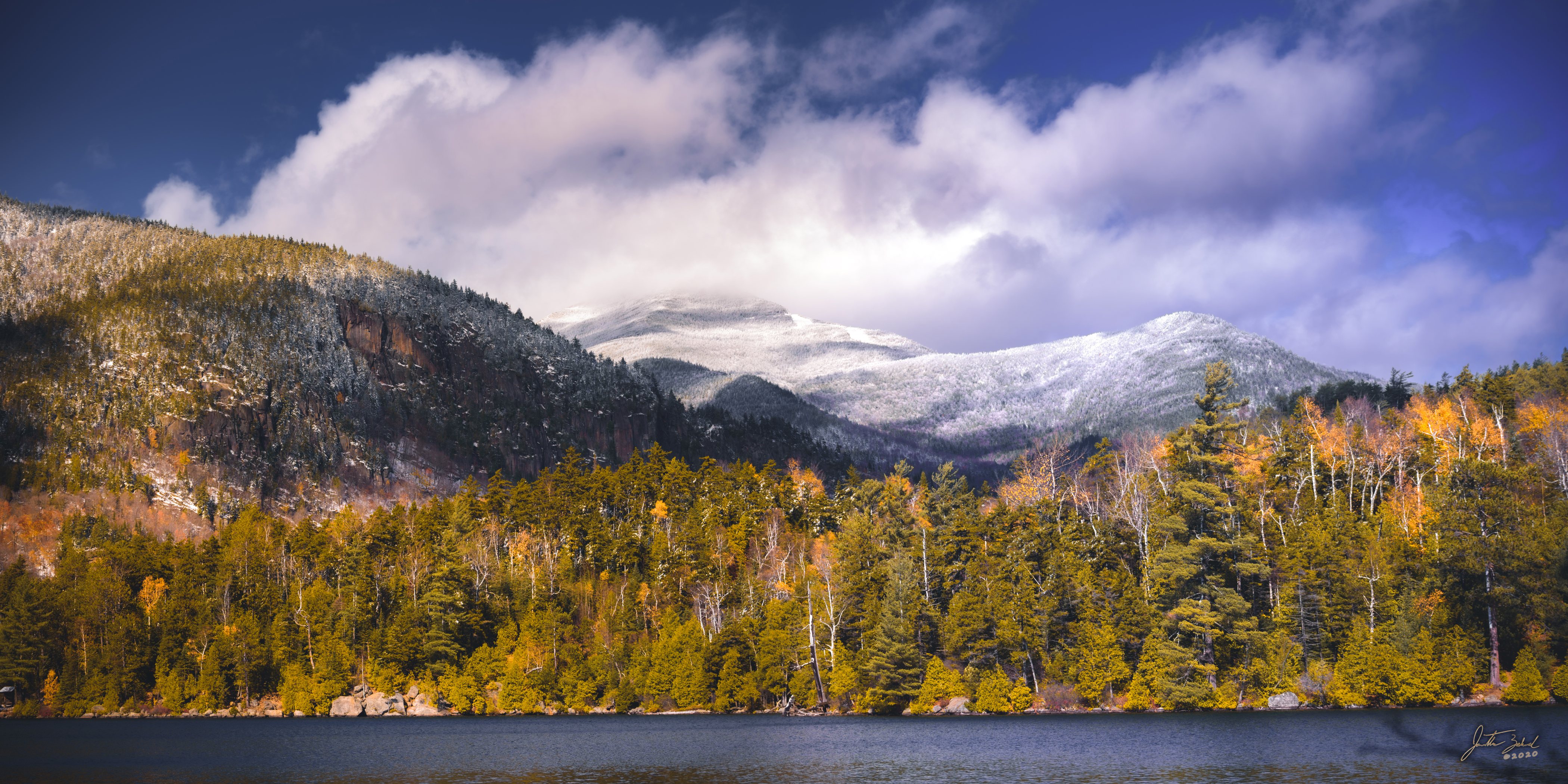 Snow and Foliage on Whiteface from Copperas Pond