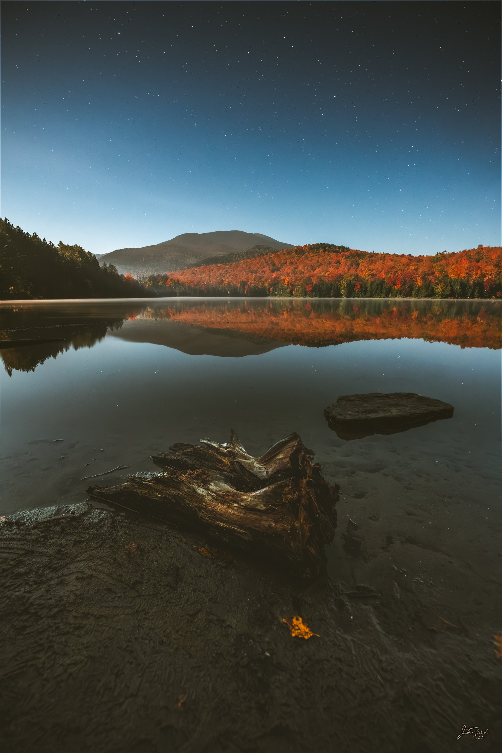 Heart Lake Shoreline under Moonlight