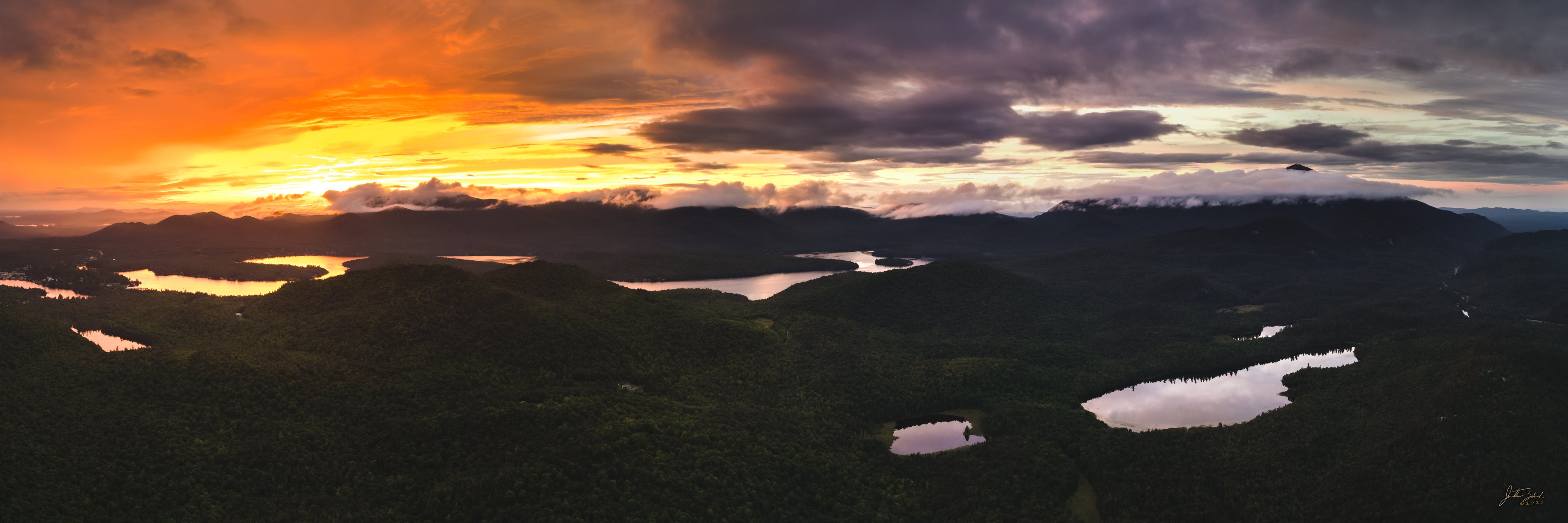 Lake Placid Region at Sunset from Above