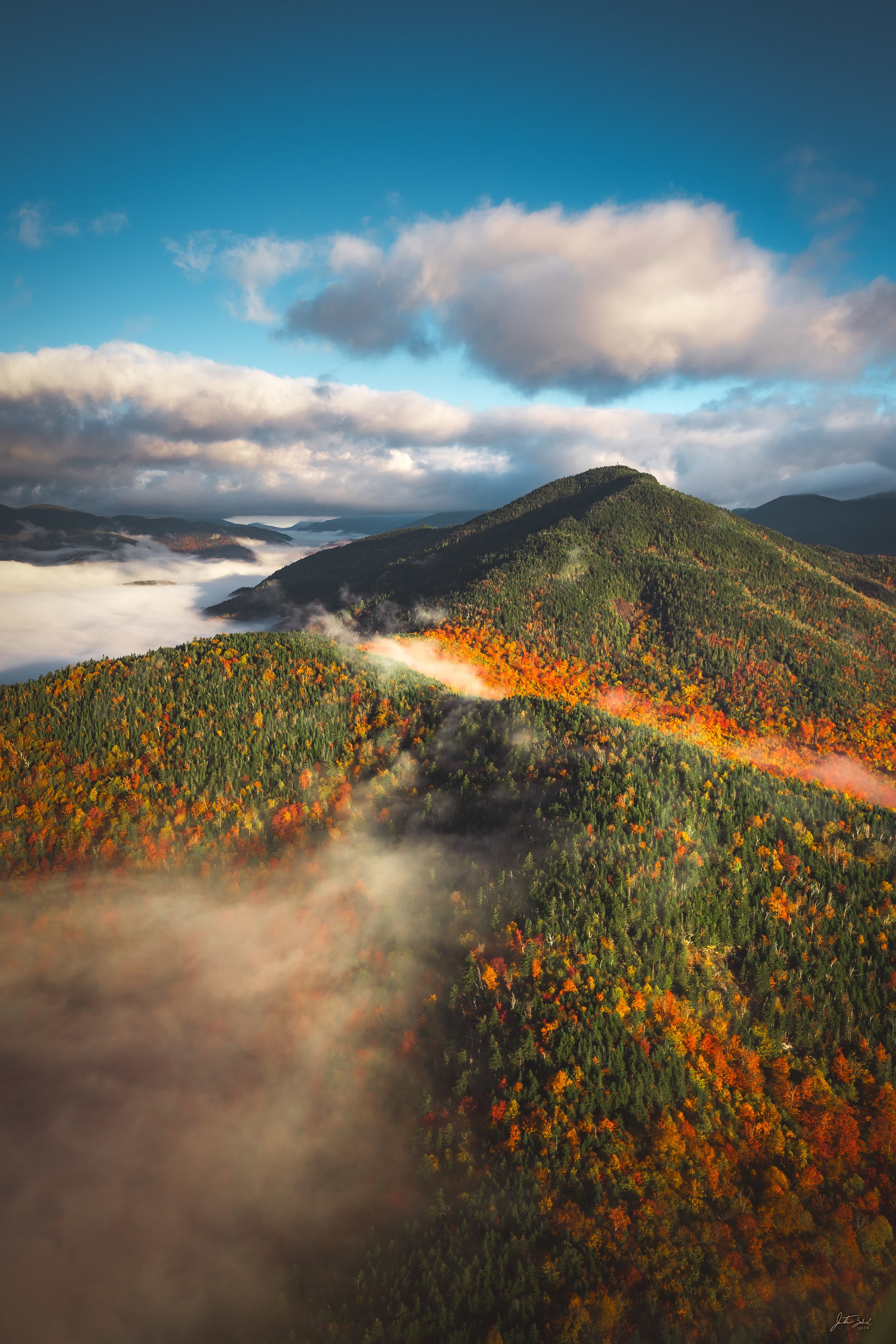 Aerial Morning Light near Mount Adams
