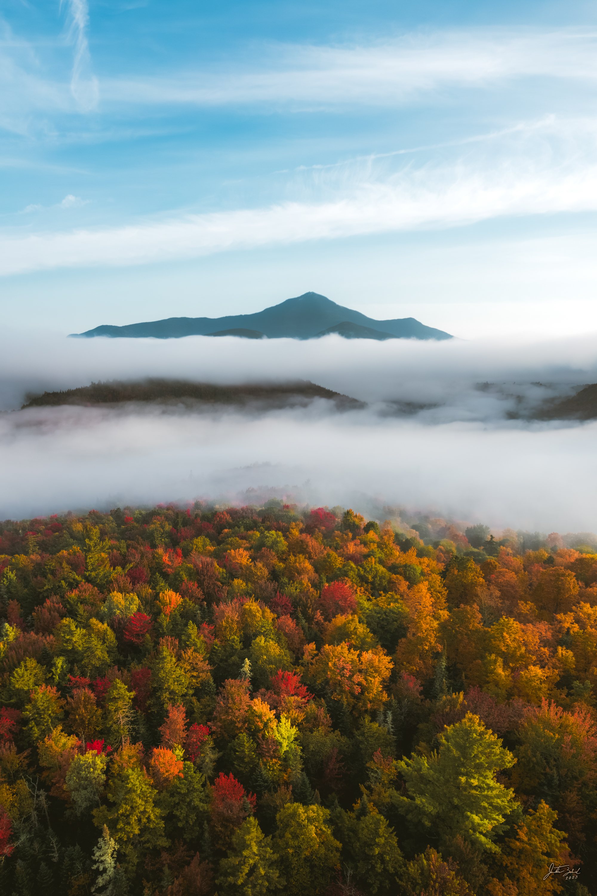 Aerial Morning View of Whiteface Above Clouds