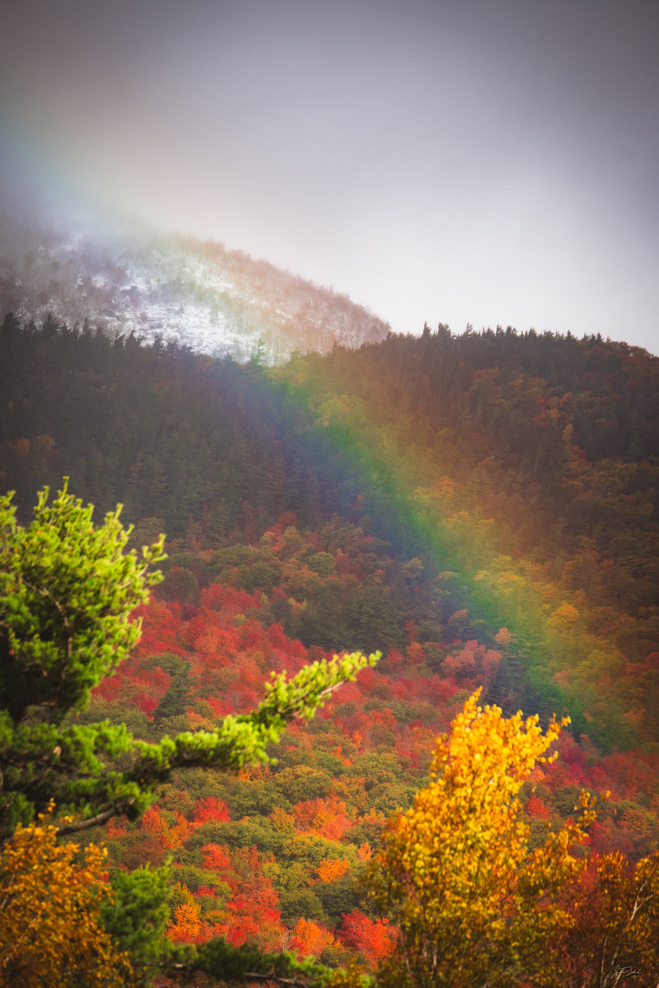 Rainbow and Autumn Snow on Whiteface
