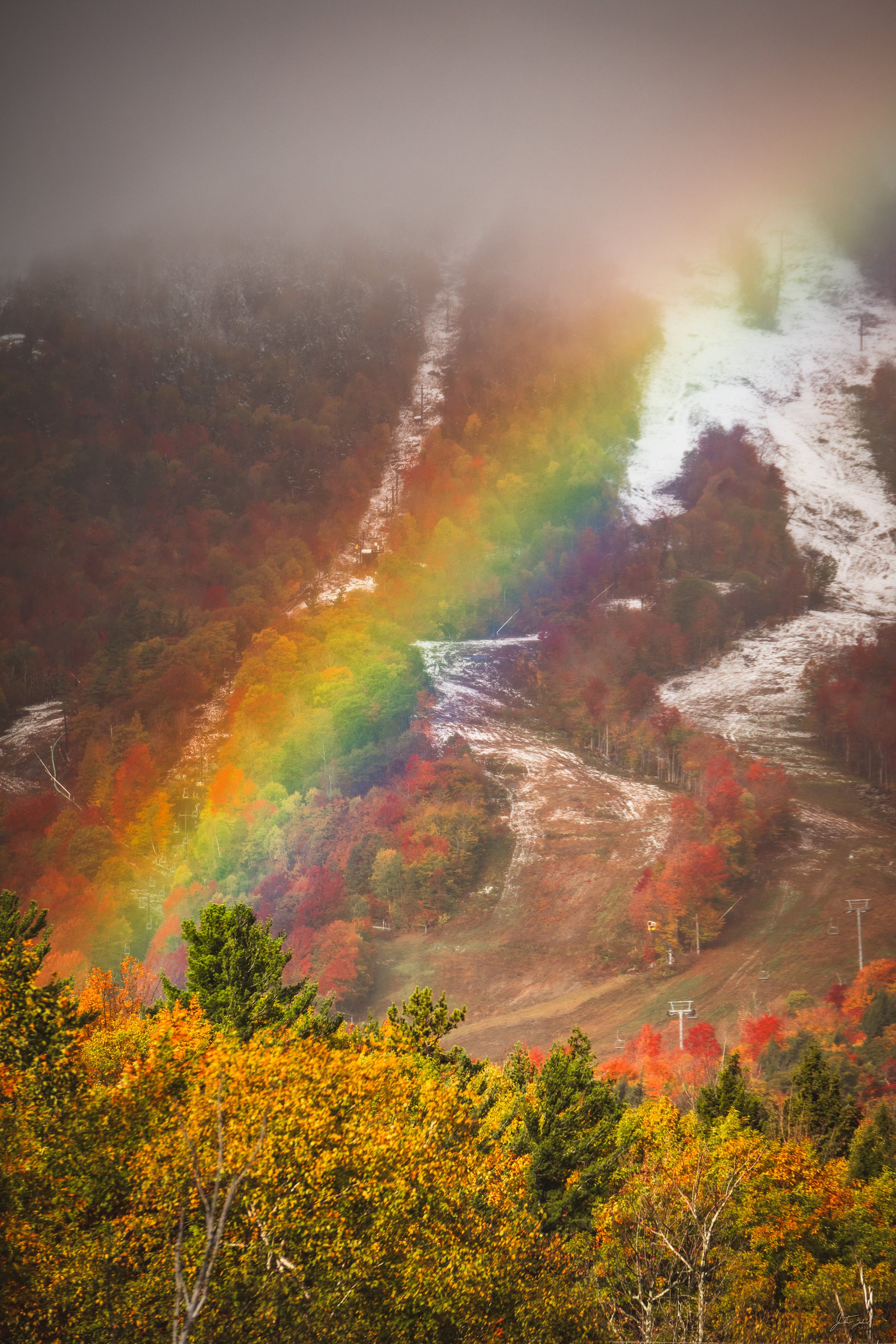 Rainbow over Snow and Foliage on Whiteface