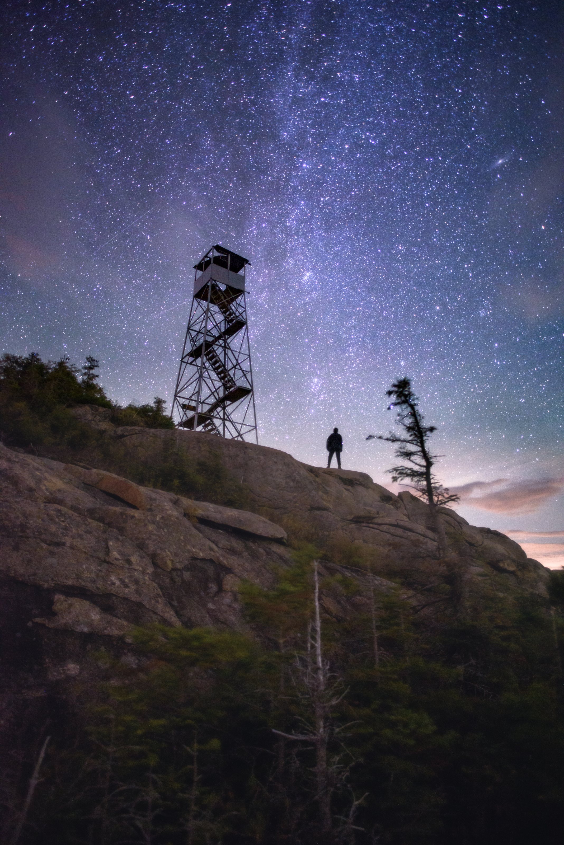 Stars and Fire Tower from Hurricane Mountain