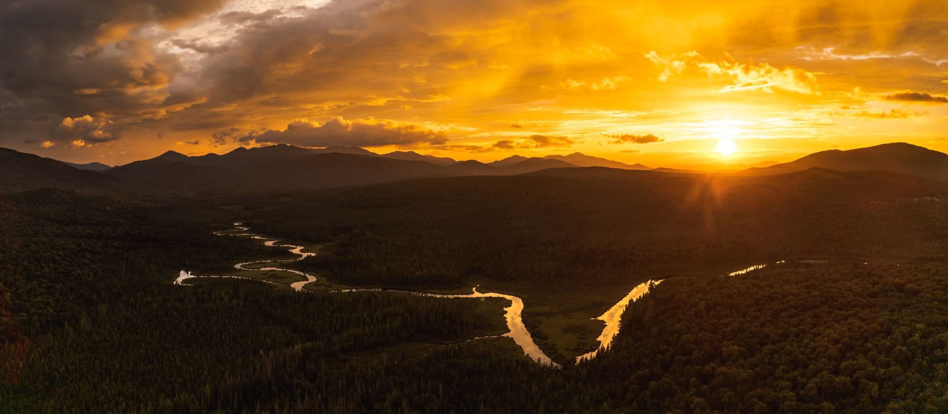 Chubb River Sunset and Sawtooth Mountains
