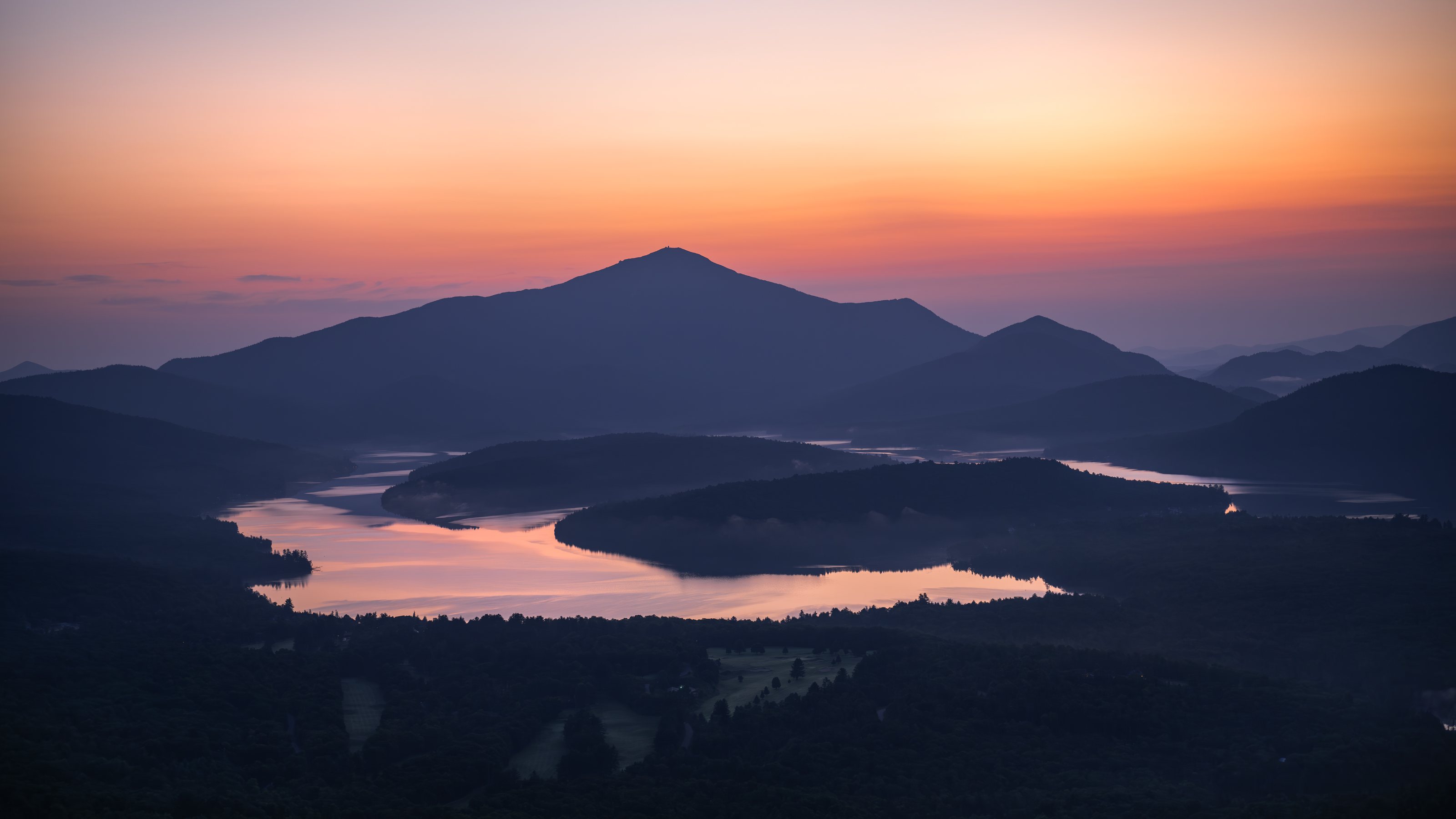 Twilight over Lake Placid and Whiteface